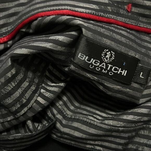 BUGATCHI UOMO TONAL ABSTRACT PINSTRIPE DRESS SHIRT SIZE L‎ - Picture 6 of 6